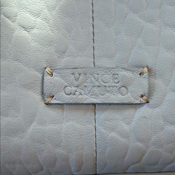 🆕 Vince Camuto Ice Blue Tote with Gold Accent Luxury Leather - Picture 4 of 11